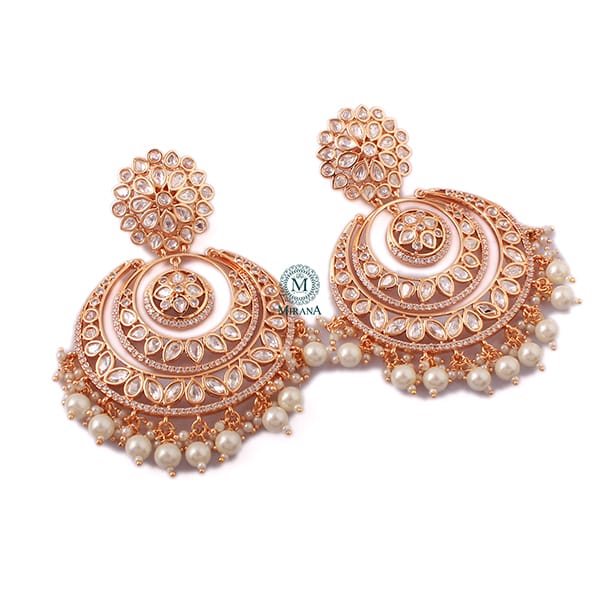 Valli Pearl Polki Designer Chandbalis