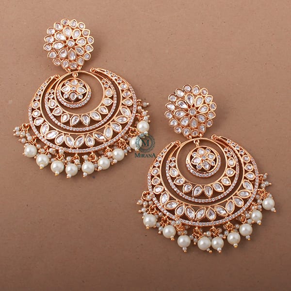 Valli Pearl Polki Designer Chandbalis