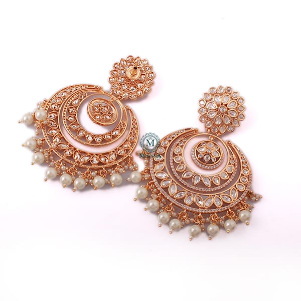 Valli Pearl Polki Designer Chandbalis