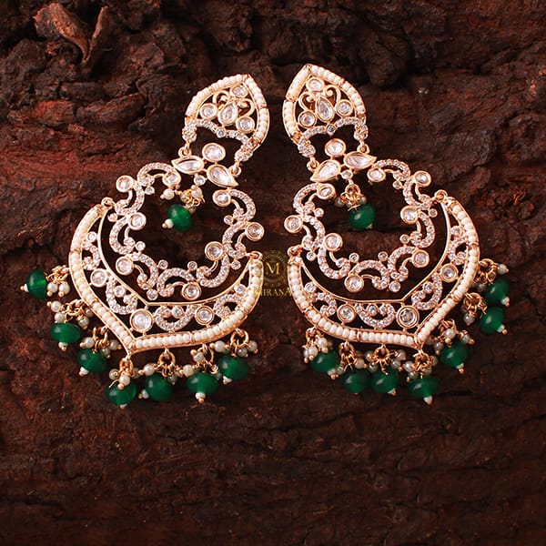 Kaveri Emerald Green Pearl Polki Chandbalis