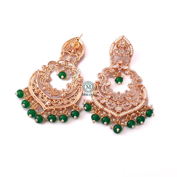 Kaveri Emerald Green Pearl Polki Chandbalis