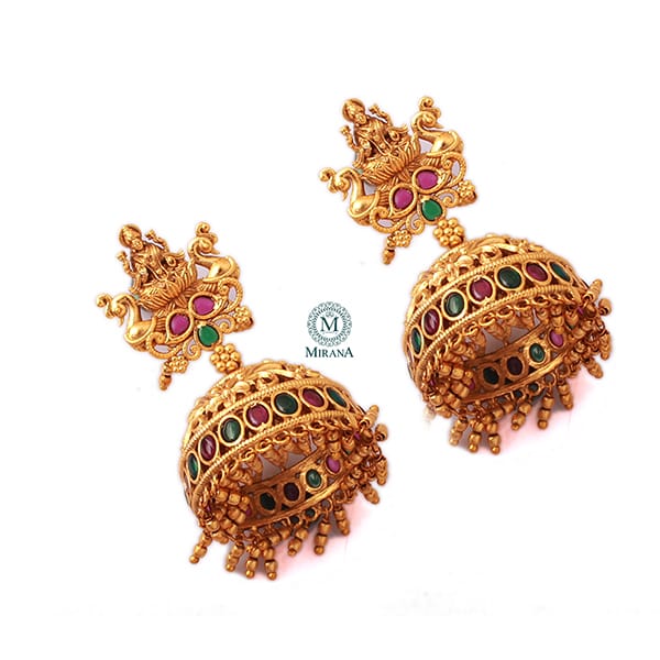 Vaishnavi Ruby Green Antique Jhumkas