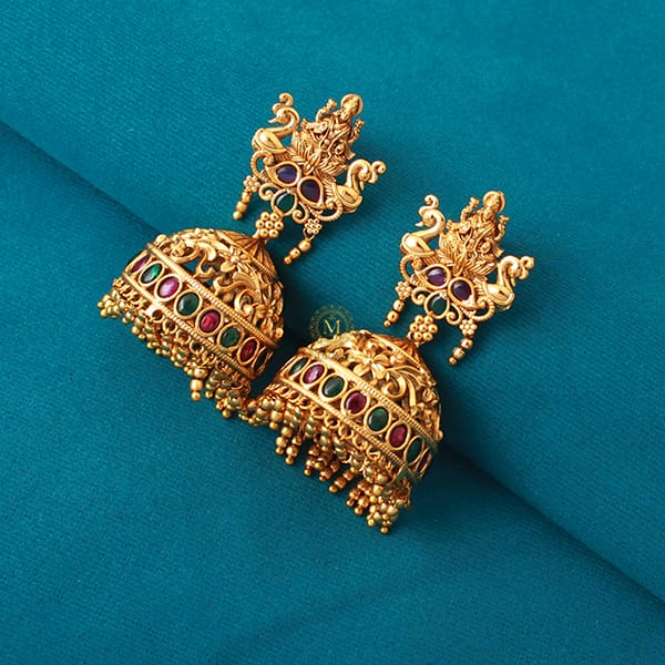 Vaishnavi Ruby Green Antique Jhumkas