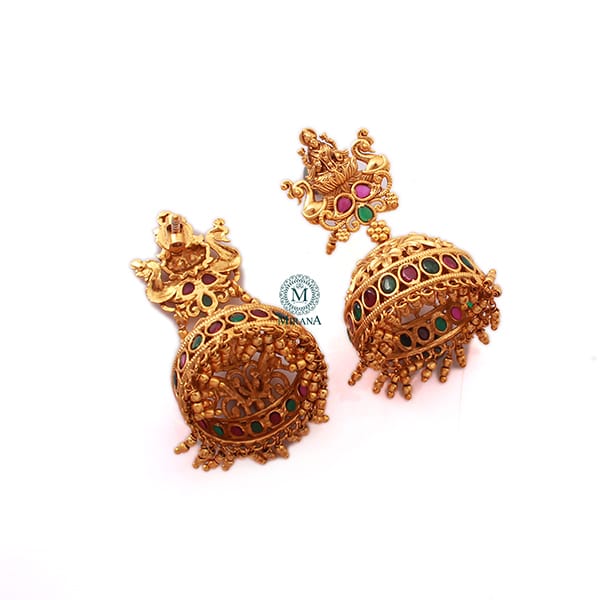 Vaishnavi Ruby Green Antique Jhumkas