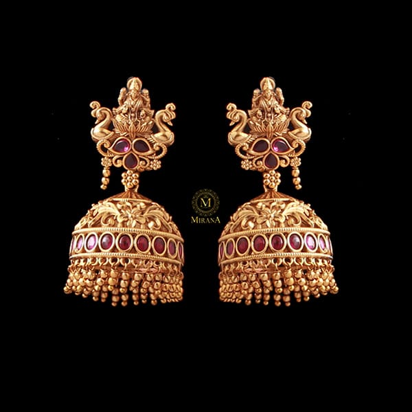 Vaishnavi Ruby Antique Designer Jhumkas