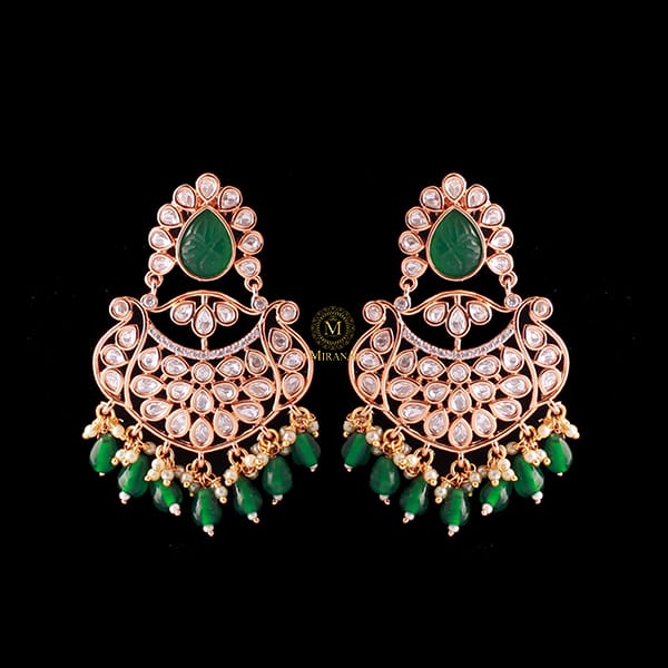 Padma Emerald Green Pearl Polki Earrings