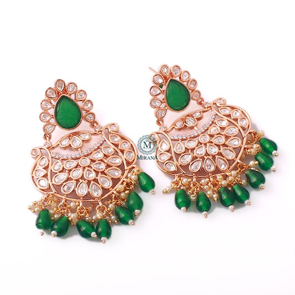 Padma Emerald Green Pearl Polki Earrings