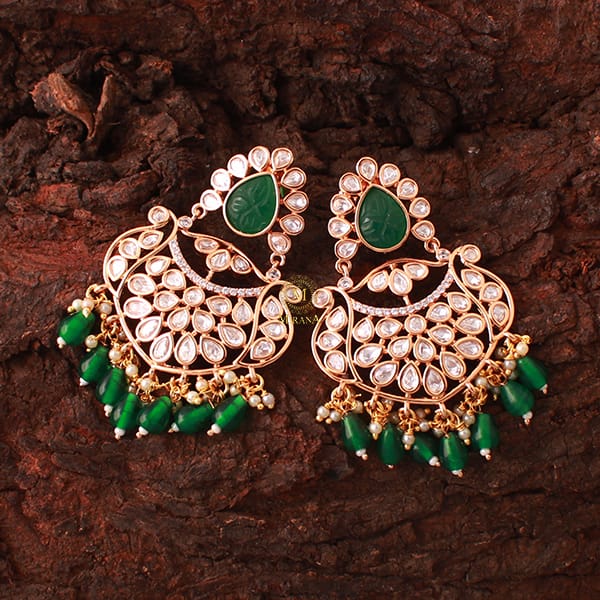 Padma Emerald Green Pearl Polki Earrings