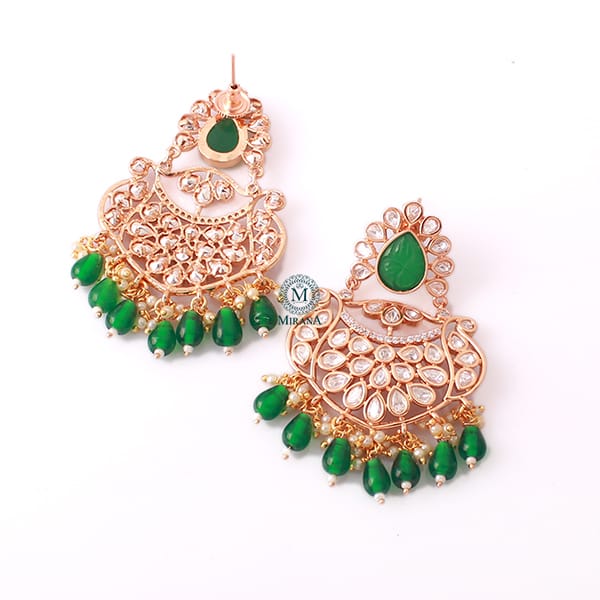 Padma Emerald Green Pearl Polki Earrings