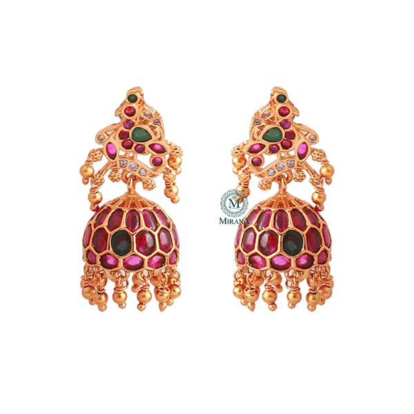 Meher Ruby Green Antique Jhumkas