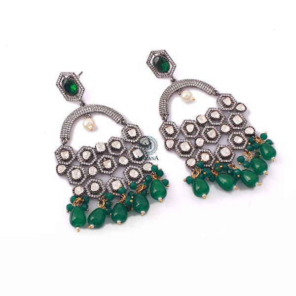 Aabha Emerald Green Moissanite Earrings