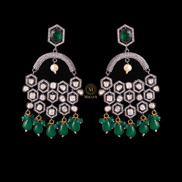 Aabha Emerald Green Moissanite Earrings