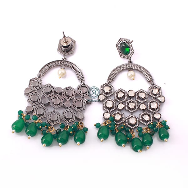 Aabha Emerald Green Moissanite Earrings