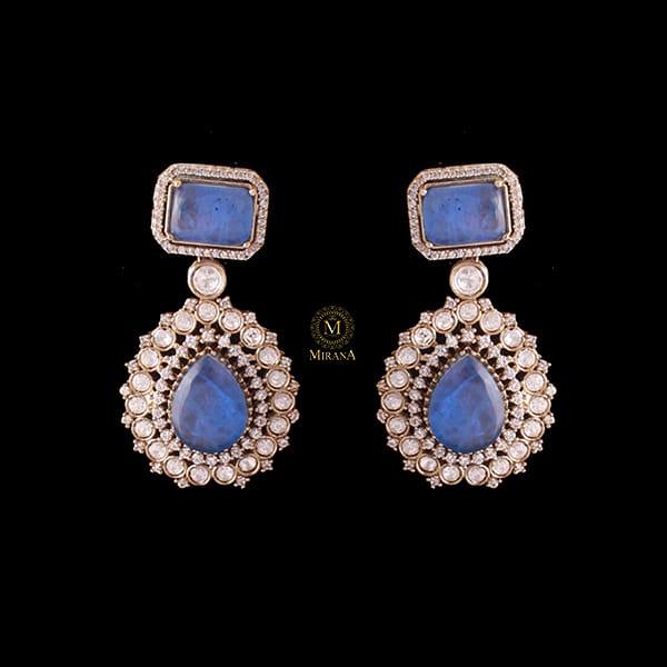 Urvi Tanzanite Victorian Polki Earrings