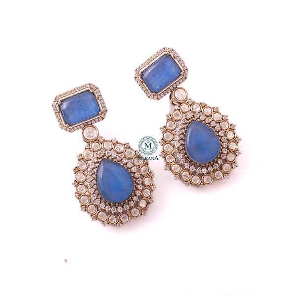 Urvi Tanzanite Victorian Polki Earrings