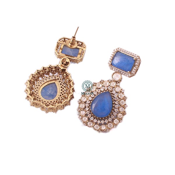 Urvi Tanzanite Victorian Polki Earrings