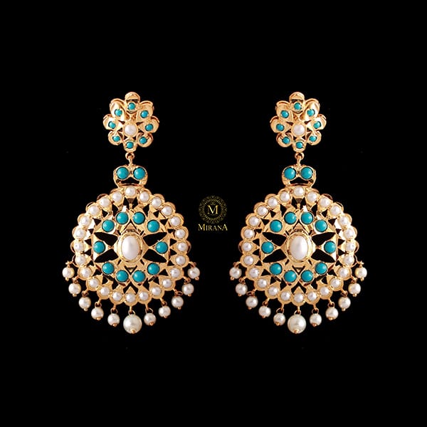 Nayanika Turquoise Pearl Jadau Earrings