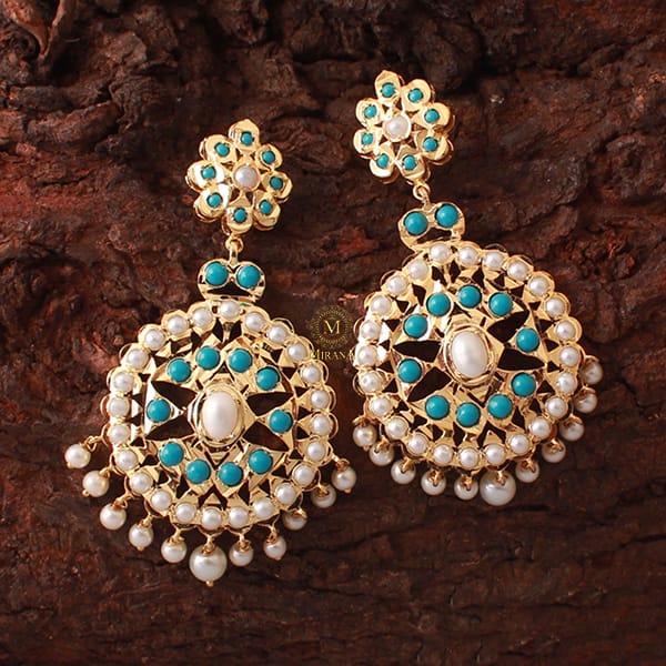 Nayanika Turquoise Pearl Jadau Earrings