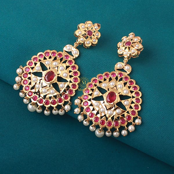 Nayanika Ruby Pearl Jadau Earrings