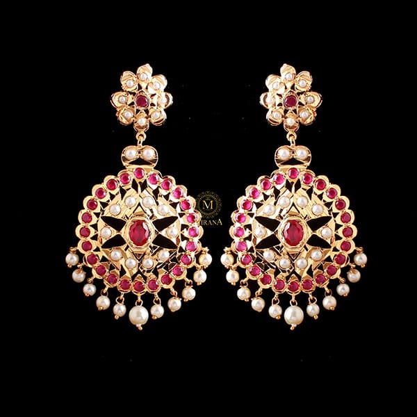 Nayanika Ruby Pearl Jadau Earrings