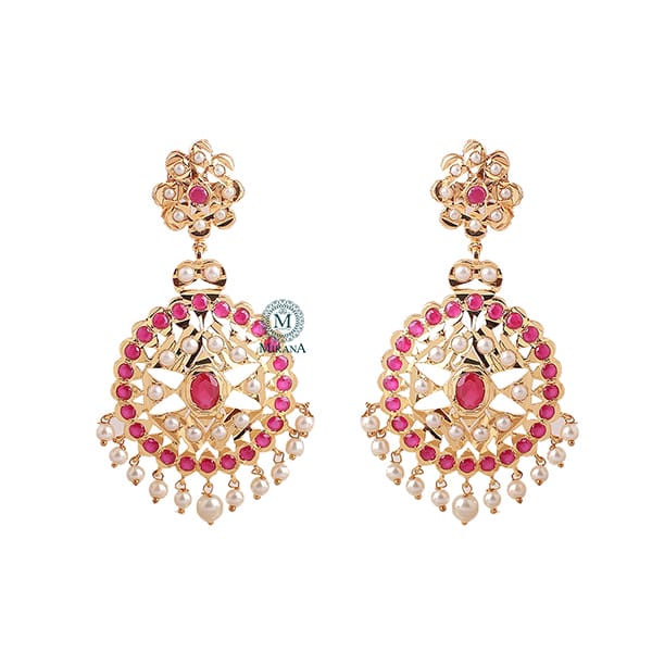 Nayanika Ruby Pearl Jadau Earrings