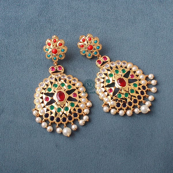 Nayanika Multi Pearl Jadau Earrings