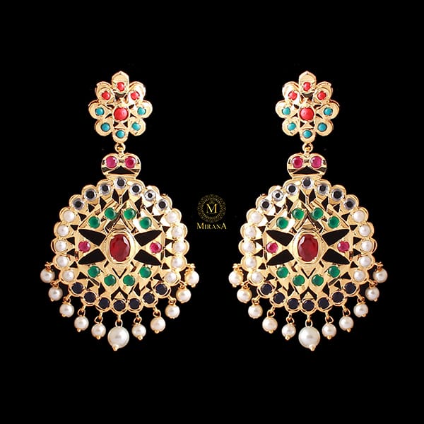 Nayanika Multi Pearl Jadau Earrings