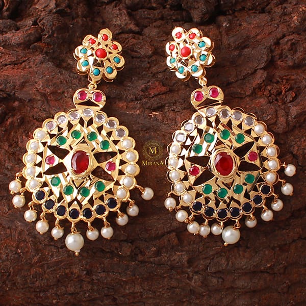 Nayanika Multi Pearl Jadau Earrings