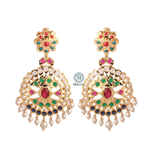 Nayanika Multi Pearl Jadau Earrings