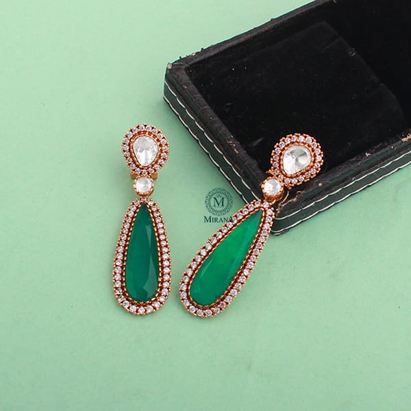 Nivedi Emerald Green Moissanite Earrings