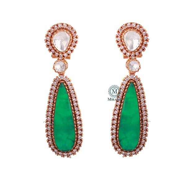 Nivedi Emerald Green Moissanite Earrings