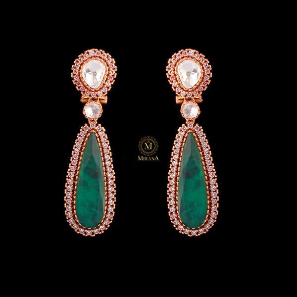 Nivedi Emerald Green Moissanite Earrings