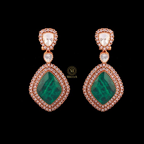 Anvita Emerald Green Moissanite Earrings