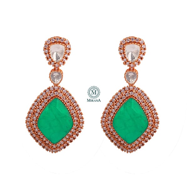 Anvita Emerald Green Moissanite Earrings