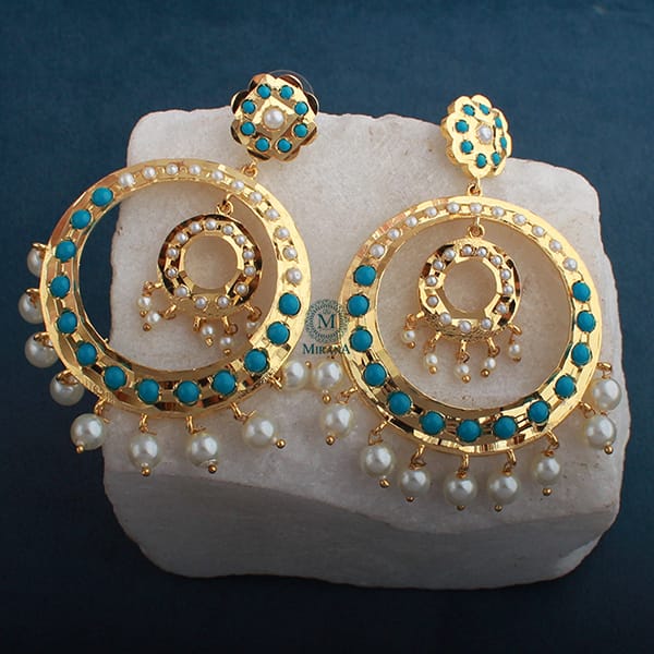 Pranami Turquoise Pearl Jadau Chandbalis