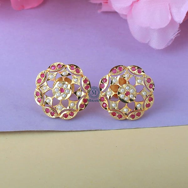 Isha Ruby Jadau Designer Studs