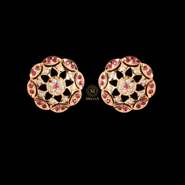 Isha Ruby Jadau Designer Studs