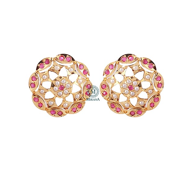 Isha Ruby Jadau Designer Studs