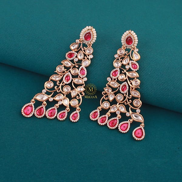 Chandni Ruby Polki Designer Earrings