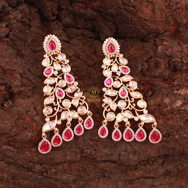 Chandni Ruby Polki Designer Earrings