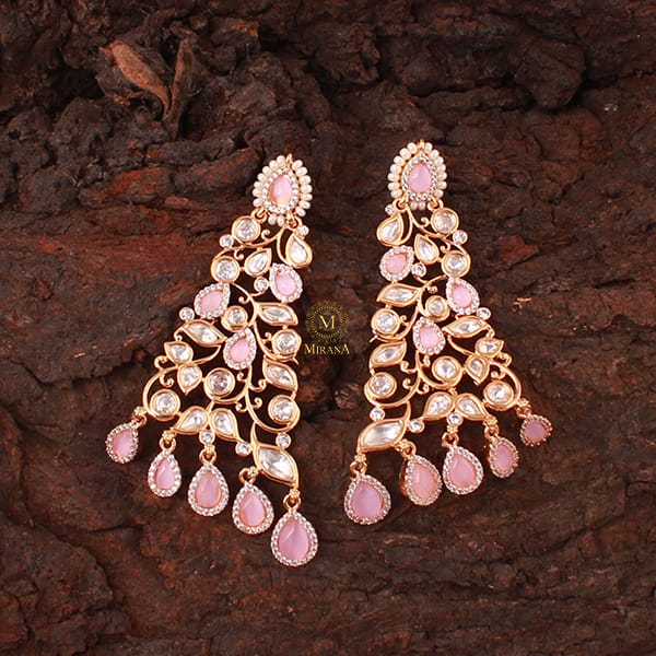 Chandni Pastel Pink Polki Designer Earrings