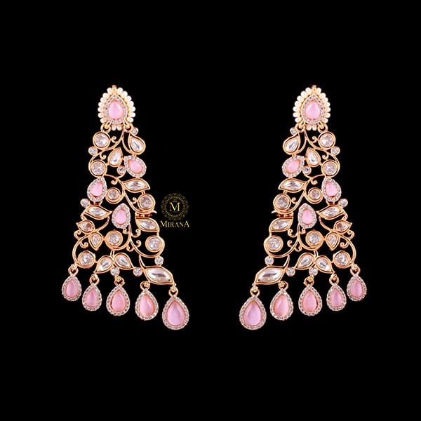 Chandni Pastel Pink Polki Designer Earrings