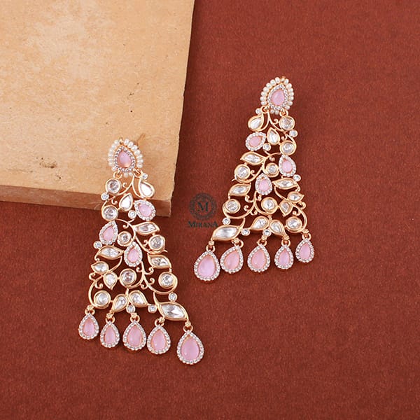 Chandni Pastel Pink Polki Designer Earrings