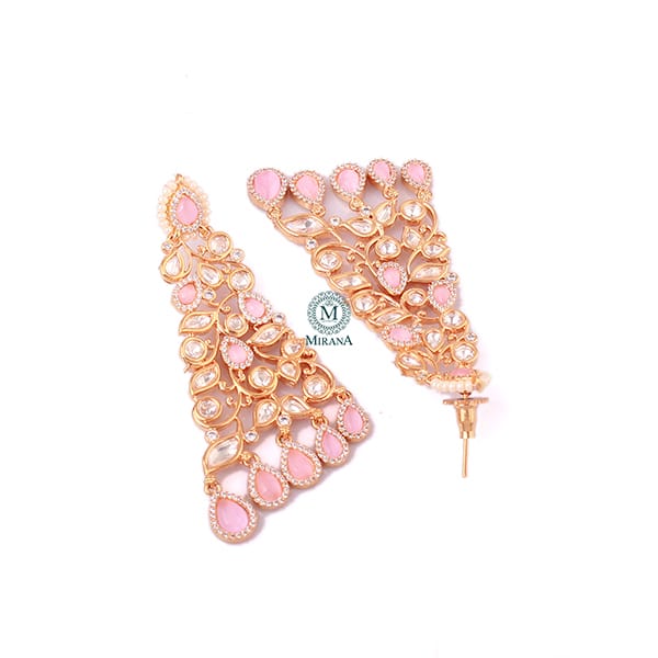 Chandni Pastel Pink Polki Designer Earrings