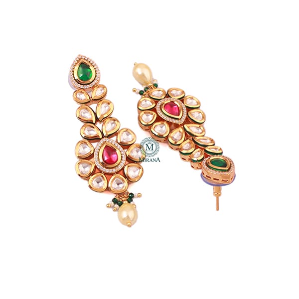 Aparna Ruby Green Polki Designer Earrings