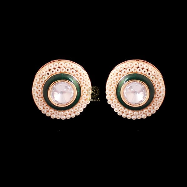 Simona Emerald Green Polki Designer Studs