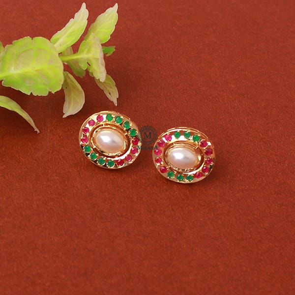 Hiya Ruby Green Jadau Designer Studs