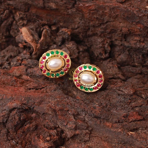 Hiya Ruby Green Jadau Designer Studs