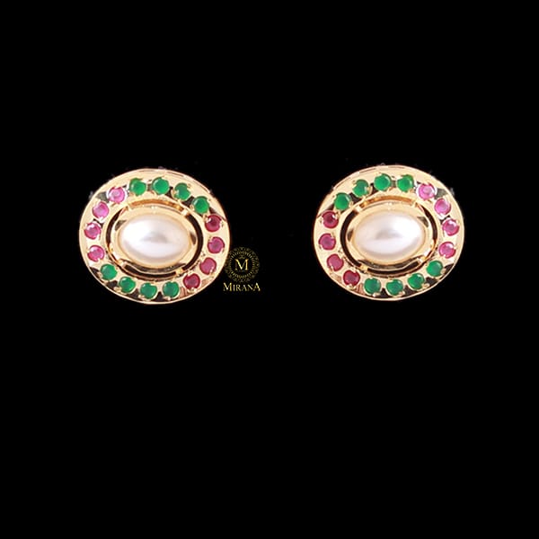 Hiya Ruby Green Jadau Designer Studs