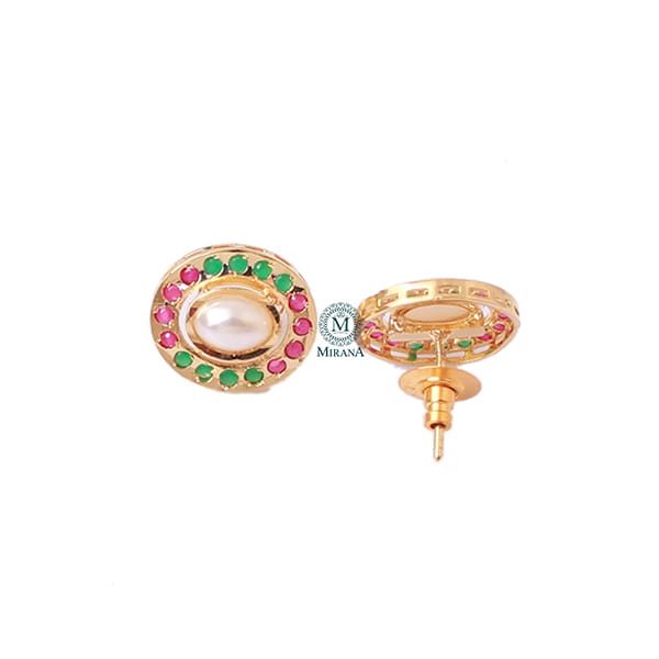 Hiya Ruby Green Jadau Designer Studs